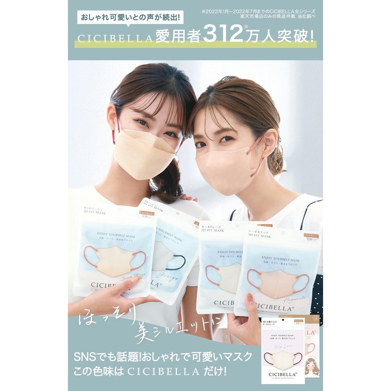 [millarouge] olcu 3D Mask, Non-woven Fabric, Natural Skin Tone, 3D