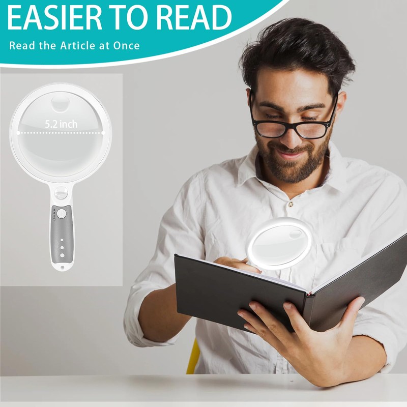 Large Magnifying Glass with 37 LED Light, 10X 20X 45X