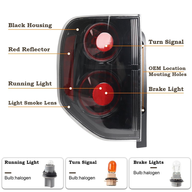 Facelift JDM Style Black Housing Tail Light Fit for 2003-2008
