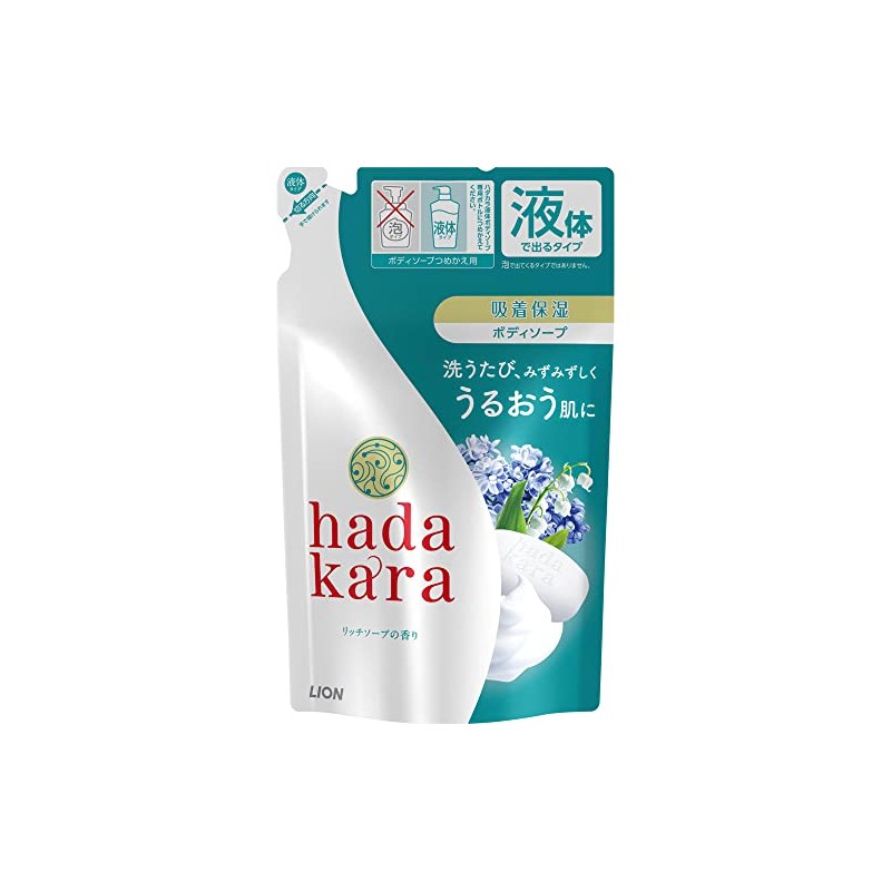 Hadakara Body Soap, Rich Soap Scent, Refill, 12.2 fl oz