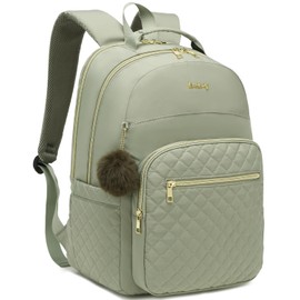 VANKANY School Backpack for Teen Girls, Cute Laptop Backpack Purse with Charging Hole for Women Work Travel Commute University College Bookbag, Green