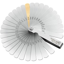 32 Pieces Thickness Feeler Gauges 0.0015-0.035" and 16pcs Offset Feeler Gauge 0.005-0.020" Dual Marked Metric y Imperial Measuring Tool for Bass Guitar, Spark Plug