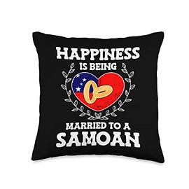 I Married A Samoan Marriage Anniversary Wife Husband Throw Pillow, 16x16, Multicolor