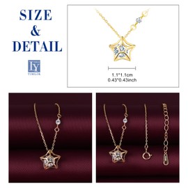 Yumilok Women's Necklace 925 Sterling Silver Cubic Zirconia Stars with Pendant for Women Girls