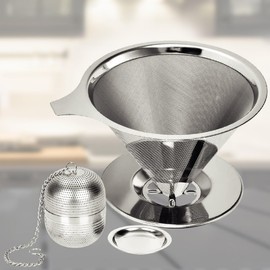 4S@le - Pour Over Coffee - Pour Over Coffee Dripper with Stainless Steel Mesh Tea Ball - Pour Over Coffee Maker - Coffee Drip - Coffee Strainer - Drip Coffee Filter - Stainless Steel Drip Coffee
