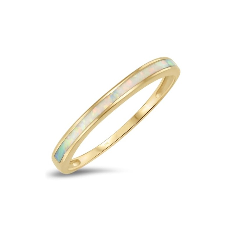 IXRX IxthusRex Jewelry 10k Solid Yellow Gold White Opal Inlay