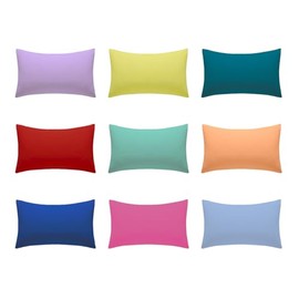 Polycotton Pillowcases 2 Pack 50x75cm [23 Colors] Plain Dyed Housewife Pillow Cases Pair with Envelop Enclosure Poly Cotton Fabric (Cream)