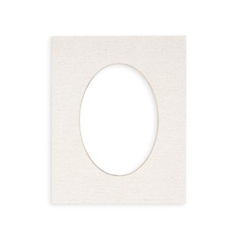 CountryArtHouse White Linen Canvas Acid Free 9x14 Oval Picture Frame Mat with White Core Bevel Cut for 7x11 Pictures - Fits 9x14 Frame - Pack of 1 Matboard Show Kit with Acid Free Backing & Clear Bag