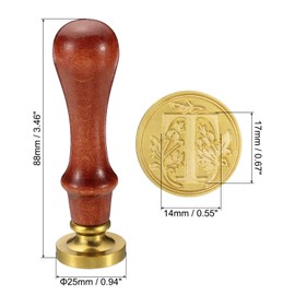 PATIKIL Alphabet T Wax Seal Stamp, Initial Letter Sealing Wax Stamp Classic Retro Removable Brass Head Wooden Handle for Envelope Invitation Cards, Style 2