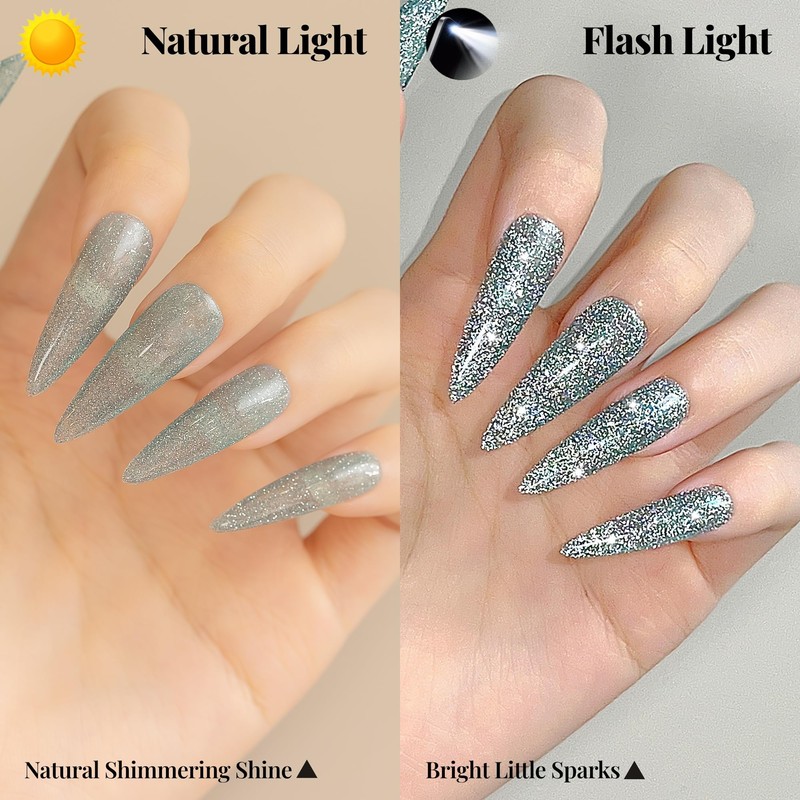 Light Hazy Blue High Density Reflective Flash Glitter Gel Nail