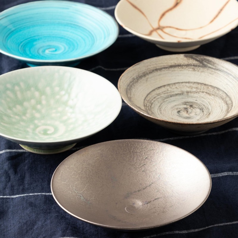 Marui Pottery MR-3-4081 Shigaraki Ware Hechimon Bowl, Diameter Approximately 6.7