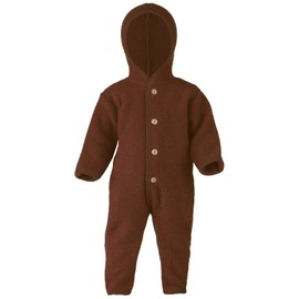 Ecoable Baby Fleece Bunting: Thermal Footed Coverall Romper with Hood for Toddlers, Organic Merino Wool (EU74-80 | 6-12 months, Cinnamon)