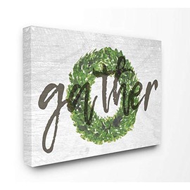Stupell Industries Gather Boxwood Wreath Typography Canvas Wall Art, 16 x 20, Design by Artist Daphne Polselli