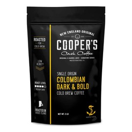 Colombian Dark Roast, Single Origin, Gourmet Organic Cold Brew Coffee Beans, Smooth Taste of Cocoa with Light Fruited Flavors, Cold Brew Coffee Grounds, 2 lb Coffee Bag