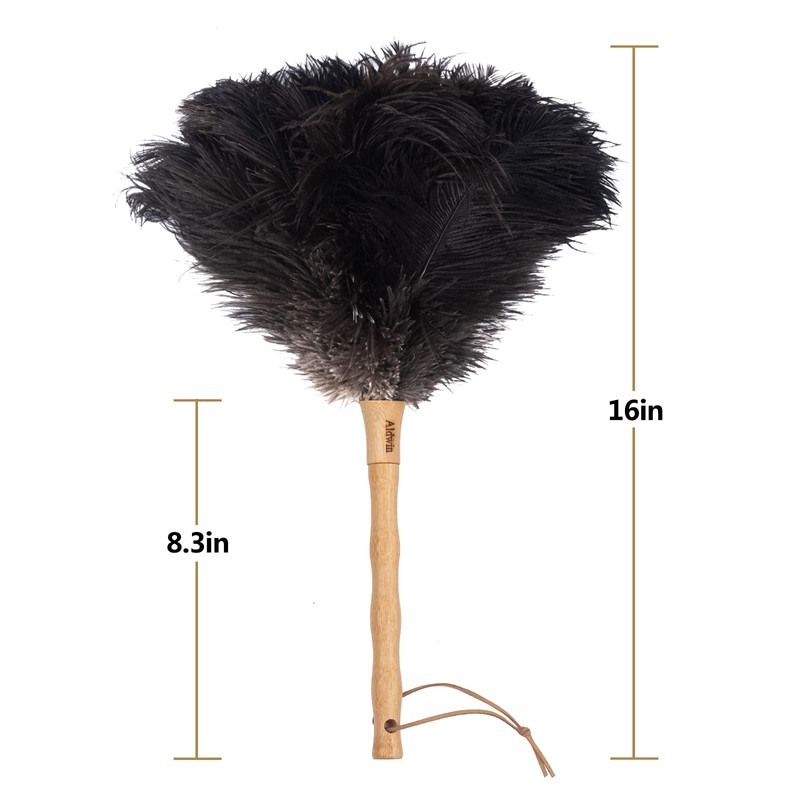 Aldwin Ostrich Feather Duster, 16 inch Black Genuine Ostrich Feathers