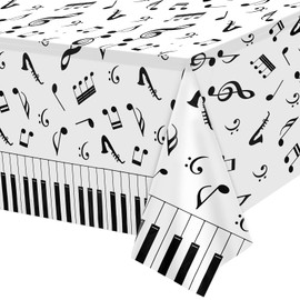 PHOGARY 3 Pieces Musical Notes Tablecover 86.6 x 51.2Inch Plastic Tablecloth Disposable Table Cover Musical Notes Theme Birthday Party Decoration for Music Party Decoration Supplies