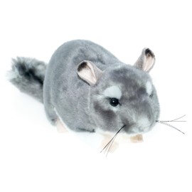 tachi Cuddly toy, plush toy, chinchilla, grey, white, lying down 24 cm