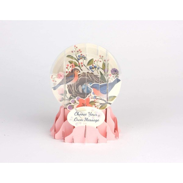 3D Pop Up Snow Globe All Occasion Greeting Card - Perched Bird