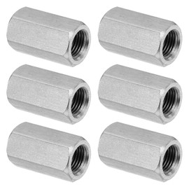 PATIKIL M12 x 1.25 Pitch 304 Stainless Steel Hex Coupling Nuts 6pcs 30mm/ 1.2" Length Fully Threaded Rod Coupling Nut Stud Connector Fastener, Silver Tone