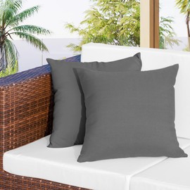Easy-Going 16x16 inch Pack of 2 Outdoor Waterproof Pillow Covers Only Patio Throw Pillowcase Grey