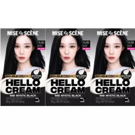 Miseonsen 미쟝센 헬로크림염색약 1B미스틱블랙x3개(1MB로 리뉴얼)확실한톤다운 완벽새치커버 얼룩커버 Missha Hello Hair Color 1B Mystic Black x 3 (Renewed to 1MB) Certain Tone Down Perfect Gray Coverage Spot Coverage