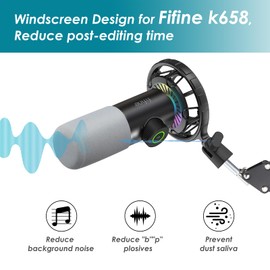 Foam Pop Filter - Microphone Cover Windscreen Compatible with Fifine K658 for Recording and Streaming by YOUSHARES (Light Gray)