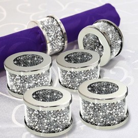Set of 4Pcs/6pcs Crystal Napkin Rings for Elegant Table Settings - Decorative Rhinestone Napkin Holders Ideal for Wedding Receptions, Dinner Parties, Family Gatherings - Silver Napkin Buckles (4)