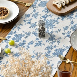 Artoid Mode Monochrome Sketch Branch Toile Textures Chinoiserie Table Runner, Seasonal Retro Vintage Kitchen Dining Table Decoration for Home Party Decor 13x72 Inch