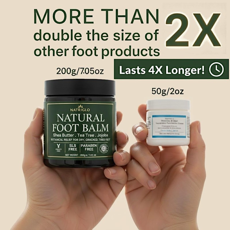 Organic Tea Tree Foot Cream for Dry Cracked Feet, Heels,