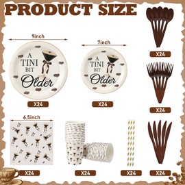 Reallnaive 218 Pcs a Tini Bit Older Birthday Party Supplies Martini Party Decorations Espresso Martini Paper Plates Napkins and Cups Set Disposable Knives Forks Spoons for 24 Guests (Martini Style)