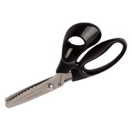 WHASHIN Scalloped Pinking Scissors (078) - Multipurpose, Ultra Sharp Blade Shears, Softgrip, Stainless Steel Sewing, Comfort TPR Grip, Crafting Scissors for Office and Home