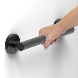 AmeriLuck Stainless Steel Designer Grab Bar for Bath Safety, Collection Glacier, ADA Compliant 500lbs Loading Capacity, Matte Black 12 inches