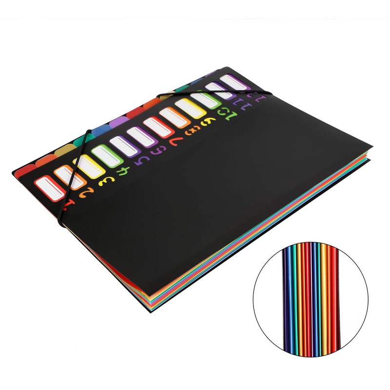 Document Folder A4 Desk Folder Coloured 12 Compartments Folder File