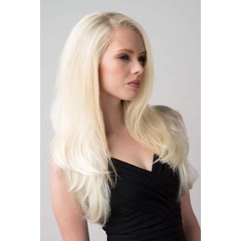Platinum blonde half wig hairpiece (3/4 wig), straight: Gwen platinum blonde #1001