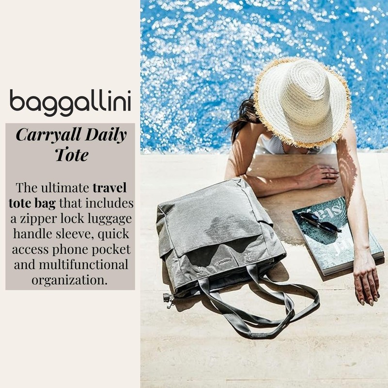 Baggallini Carryall Daily Tote Bag - 11.5" x12.5” Lightweight Nylon