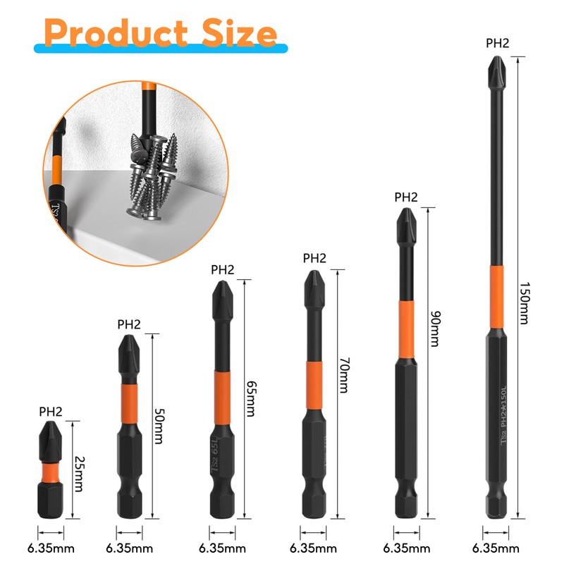 12Pcs Magnetic Impact Driver Bits, Screwdriver Driver Bits Set, Impact