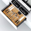 VaeFae Bamboo Silverware Drawer Organizer Kitchen, Expandable Utensil Organizer with