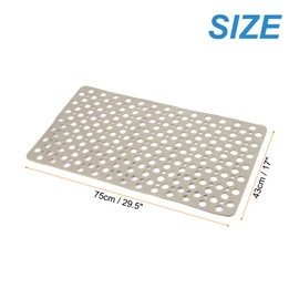 HARFINGTON Nonslip Bathtub Mat 29.5"x17" TPE Anti-Slip Washable Tub Shower Mats with Suction Cups and Drain Holes for Bathroom Kitchen Bathtub Treads Stairs, Brown