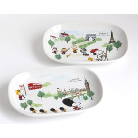 Snoopy Oval Plate London & Paris 2 Pattern Set 3870060