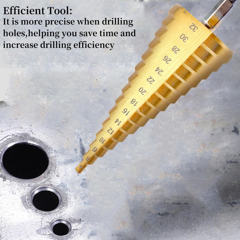 FUZVOL 3 PCS HSS Step Drill Bits,Drill Bit Set,High Speed