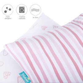 Biloban Kids Toddler Pillowcase 2 Pack, 100% Jersey Ultra Soft Cotton Pillowslip Case Fits Baby Pillow 13"x 18" or 14"x19" for Sleeping, Envelope Style Travel Baby Pillowcase for Girls, Pink