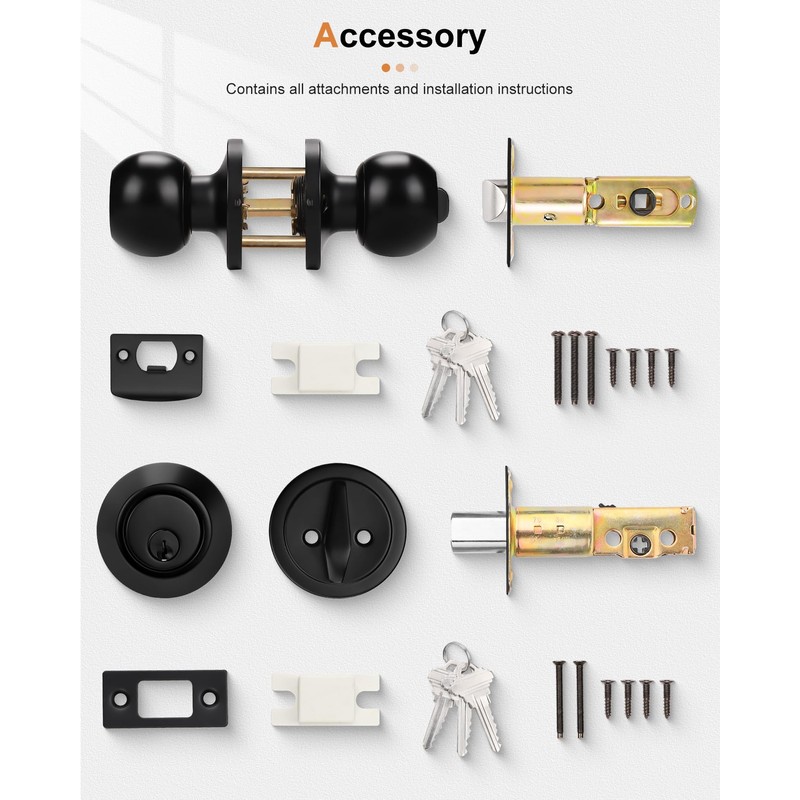 Probrico Front Door Keyed Entry Knobs and Single Cylinder Deadbolt
