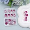 24PCS Press on Nail Medium Square Glass Wine Red Color