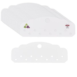 BENECREAT 60 Pcs Paper Wine Glass Charm Holder, White Wine Charm Card, Wine Charm Display Cards with 10 Holes for Wine Glass Charms Storage, Sale, Packaging