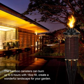 TaoTazon 16oz Torch Canisters, 4 Packs Replacement Torch Refillable Canisters with Wicks and Caps, Metal Decorative Tabletop Lantern for Garden,Patio