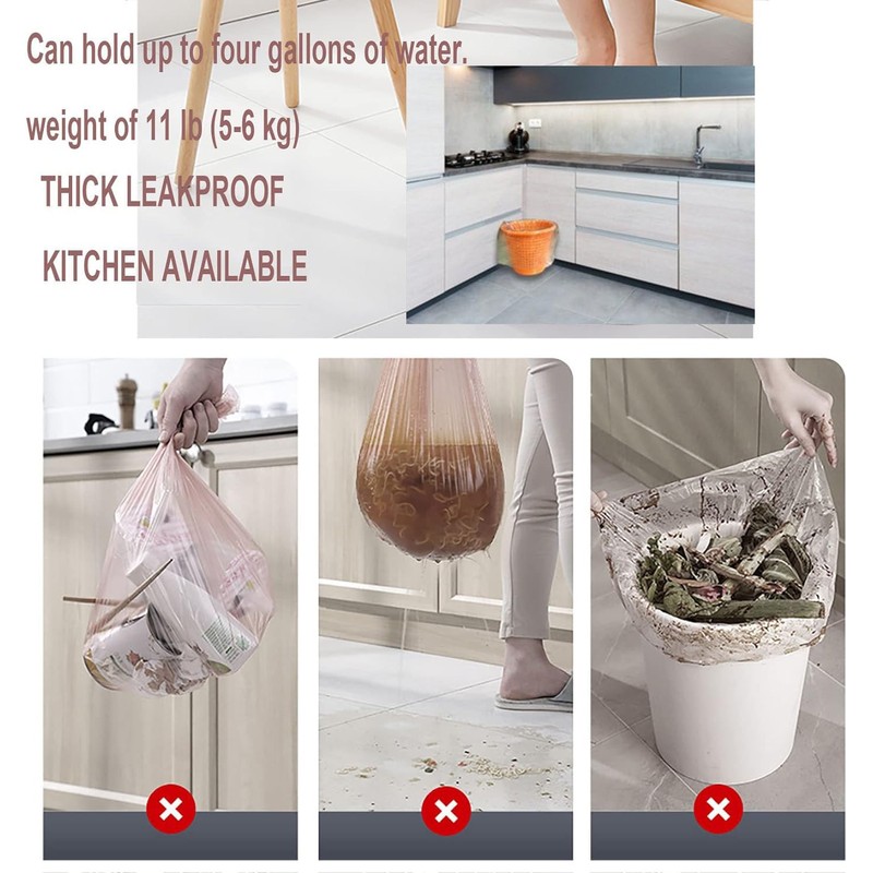 4 Gallon Bathroom Trash Bags,120 Count 6 Rolls Small Trash