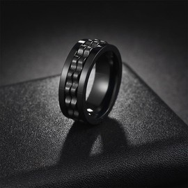 JEYORZY 1 x Fidget Ring, Stress Relief and Anti-Anxiety Rings, 8 mm, Polished Heavy Fidget Rings, Fashion Accessories, Stress Ring, Gift for Men and Women (Black)