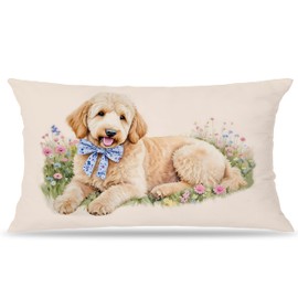 LUKIPOM Cute Labradoodle Dog Pillow Covers 12x20, Goldendoodle Decor, Golden Doodle Gifts Women, Dog Mom Lover Gifts Decorative Lumbar Pillow Covers