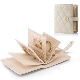 Vlando Jewelry Box for Travel,Small Jewelry Case Organizer,Display Portability Jewelry Storage Bag for Gem Diamond Necklaces Rings Earrings Bracelets White