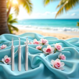 3Pcs Professional Stainless Steel Blackhead Remover Kit - Precision Pimple Extractor Tweezers with Storage Case | Acne Removal Tools for Estheticians and Home Skincare